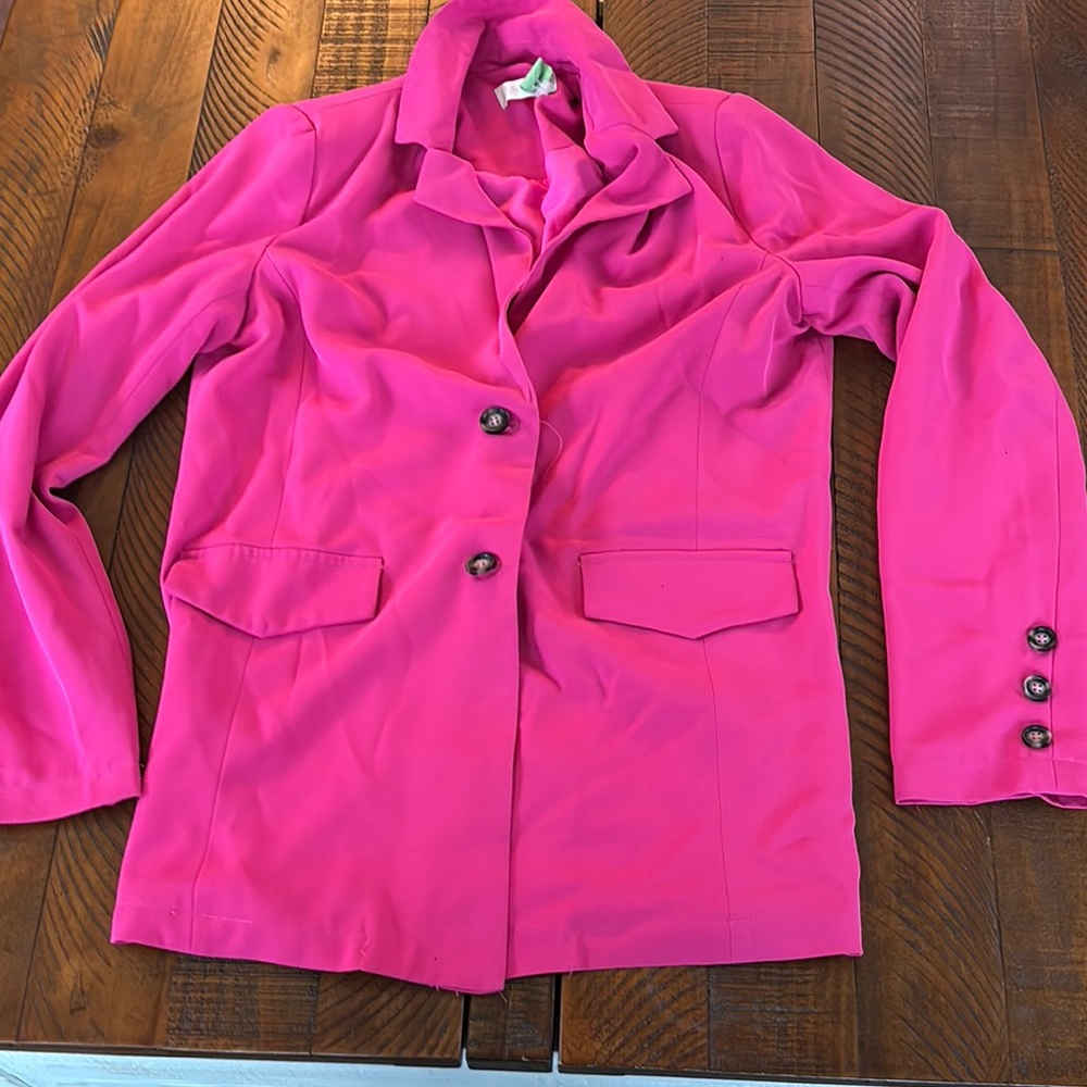 Altar'd State Hot Pink Blazer Jacket Statement Career Workwear - Picture 3 of 7